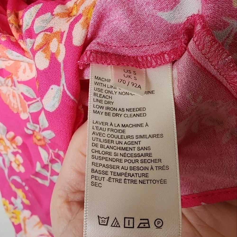 Free People Pink Multi Tate Flared Sleeve Floral Tunic S